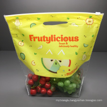 Customized ECO Colorful Fruit Packing With Handle Zipper Reusable Fruit And Vegetable Plastic Packaging Bags